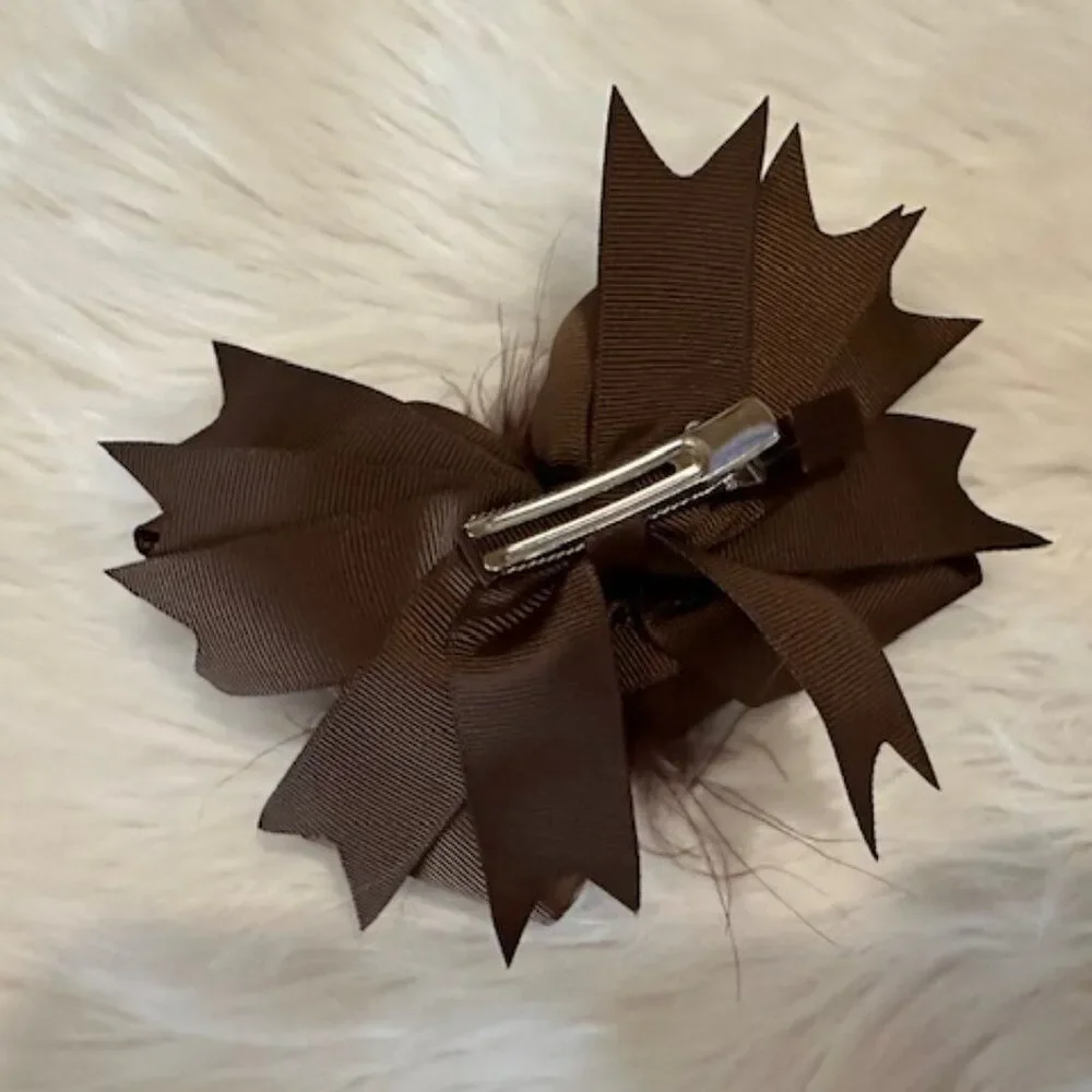 Brown Super Deluxe Bows w/ Feather Accents